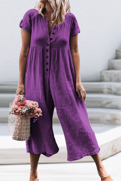 LD Fashion Casual Smooth Straight O-neck Jumpsuits (5 colors)