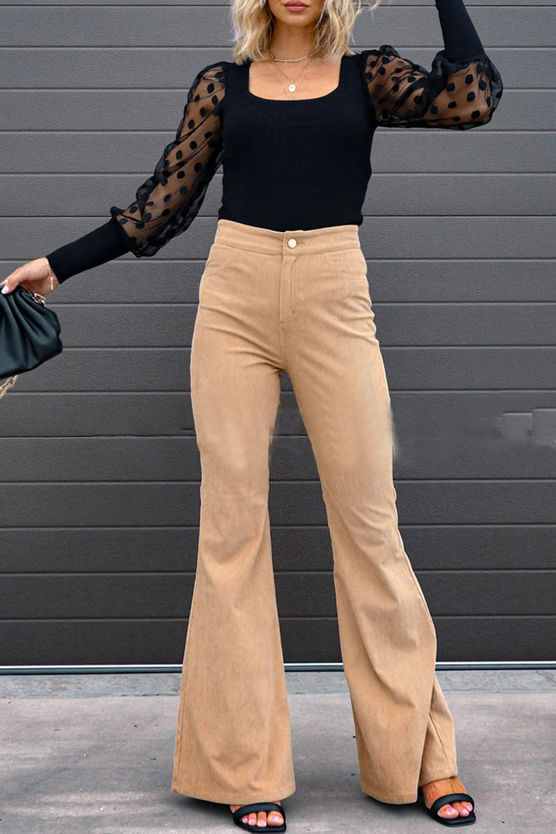 LD Sexy Casual Boot Cut Mid Waist Wide Leg Pants (4 Colors)