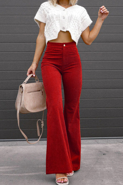 LD Sexy Casual Boot Cut Mid Waist Wide Leg Pants (4 Colors)