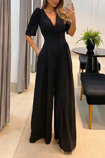 Casual solid colour v-neck jumpsuits (3 colours)