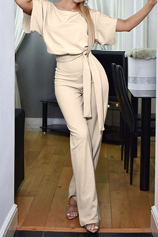 Casual Elegant Solid Patchwork Straight Neck Jumpsuits (6 colors)