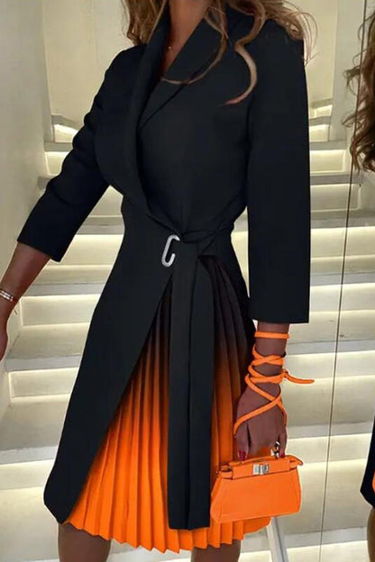 LP | Elegant A-line dresses with color block contrast and V-neckline