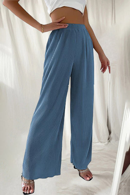 LD Casual Simplicity Solid Pleat Loose High Waist Wide Pipe Solid Color Pants (7 Colors)