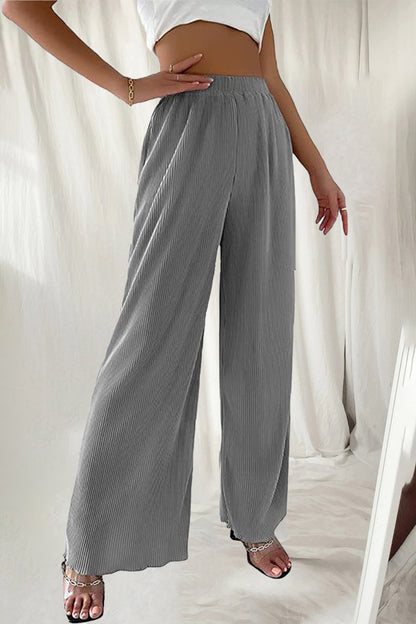 LD Casual Simplicity Solid Pleat Loose High Waist Wide Pipe Solid Color Pants (7 Colors)