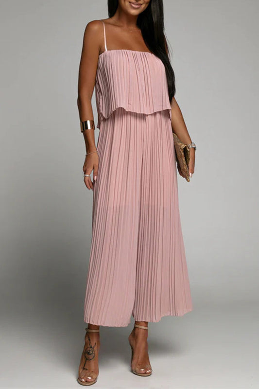 Casual simplicity tight-fit loose-fitting strapless jumpsuits (3 colours)