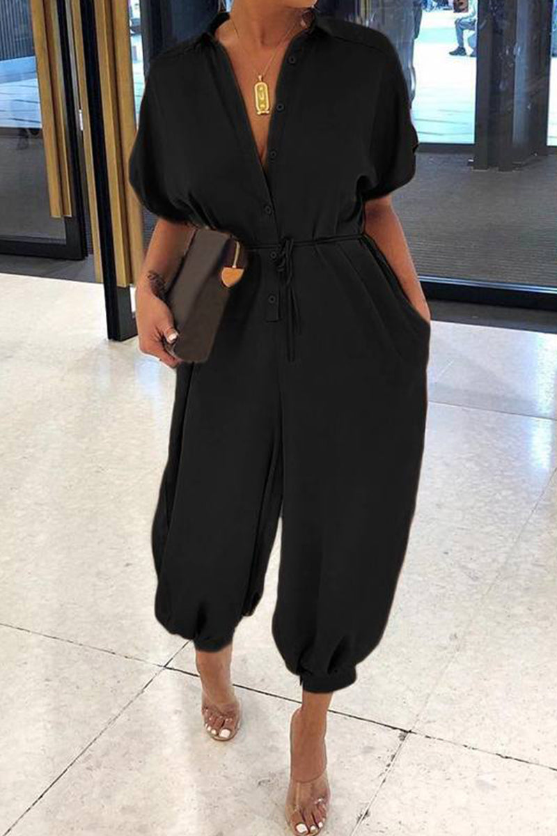 LD Plus Size Casual Vintage Leopard Frenulum Print Loose Jumpsuits (Loose Jumpsuits)