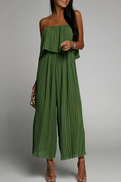 Casual simplicity tight-fit loose-fitting strapless jumpsuits (3 colours)