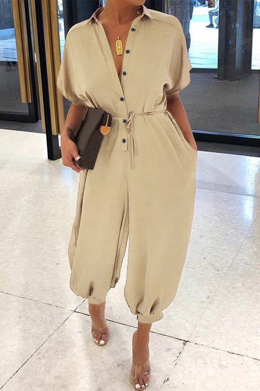 LD Plus Size Casual Vintage Leopard Frenulum Print Loose Jumpsuits (Loose Jumpsuits)