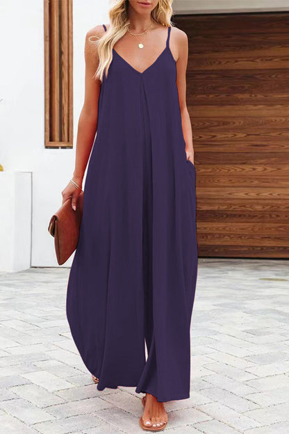 Casual solid colour v-neck jumpsuits (6 colours)