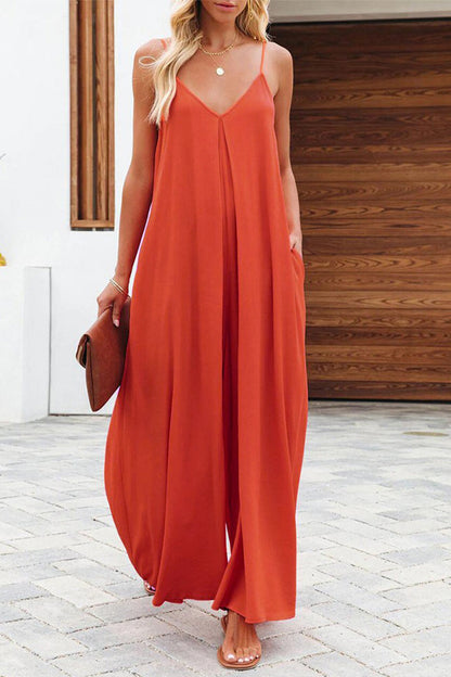 Casual solid colour v-neck jumpsuits (6 colours)