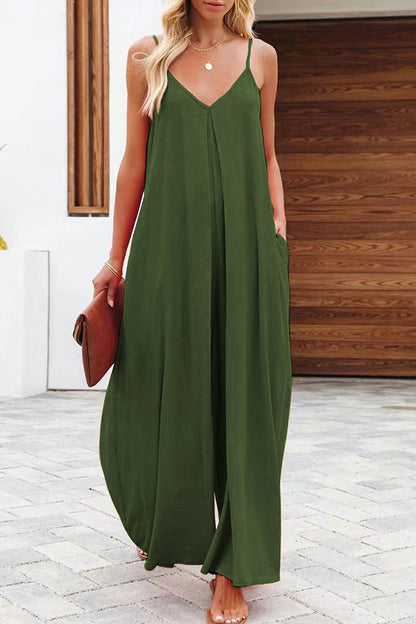 Casual solid colour v-neck jumpsuits (6 colours)
