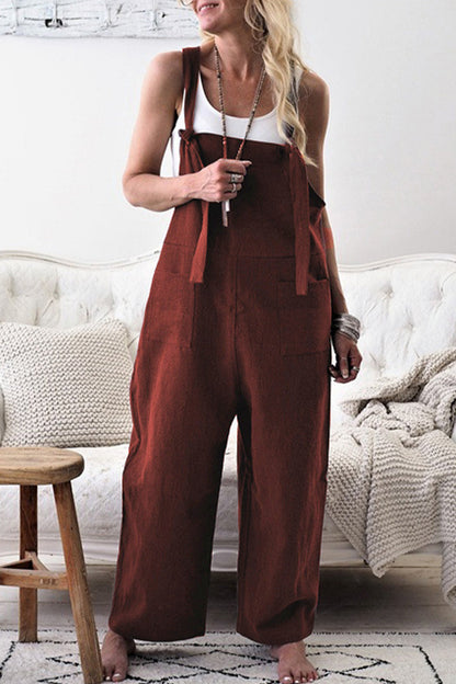 Casual Solid make old patchwork square collar loose overalls (5 colors)