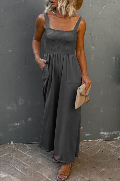 Casual Solid Patchwork Square Collar Loose Jumpsuits (6 colors)
