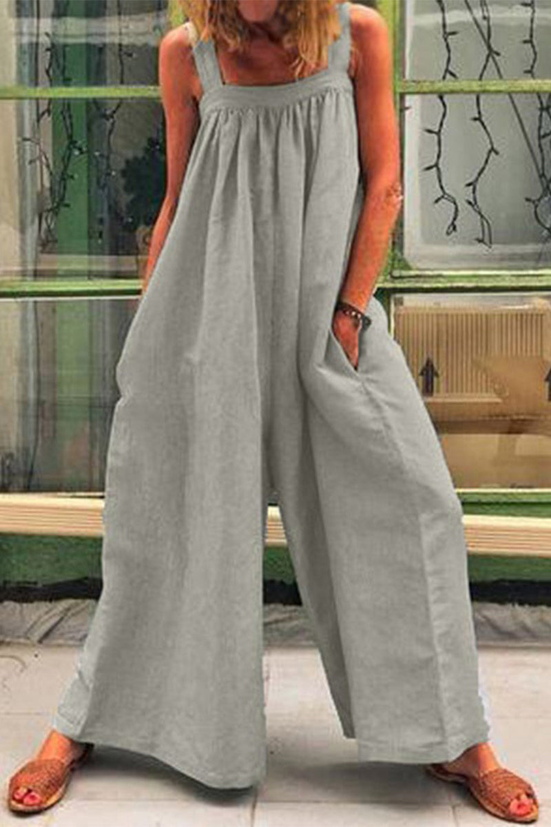Casual Everyday Solid Square-Collar Loose Jumpsuits (5 colors)