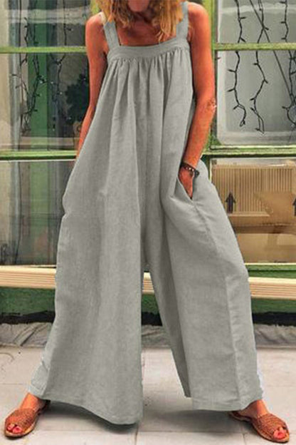 Casual Everyday Solid Square-Collar Loose Jumpsuits (5 colors)