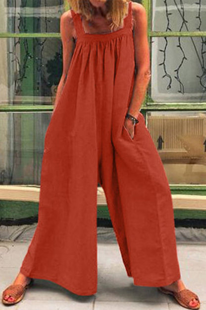 Casual Everyday Solid Square-Collar Loose Jumpsuits (5 colors)
