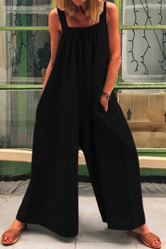 Casual Everyday Solid Square-Collar Loose Jumpsuits (5 colors)