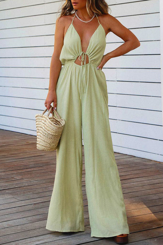 LD Casual Solid Backless V Neck Regular Jumpsuits (3 colours)