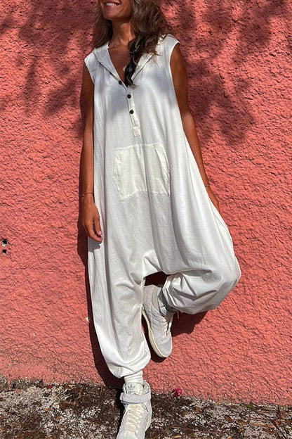 Casual SportswearenÃ Fixed Pocket Hooded Straight Jumpsuits (3 Colors)
