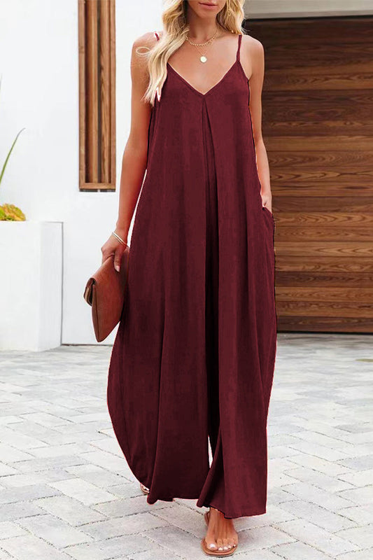 Casual solid colour v-neck jumpsuits (6 colours)
