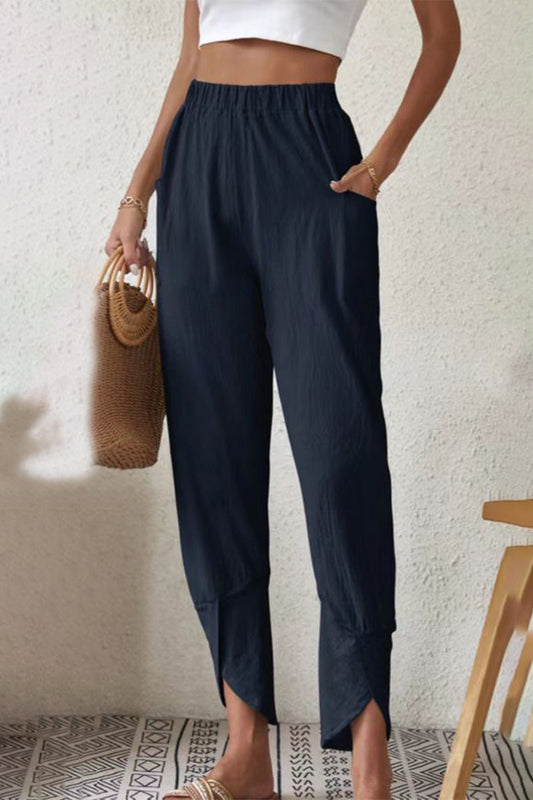 Casual plain pocket loose high-waisted Harlan plain color shorts (4 colors)