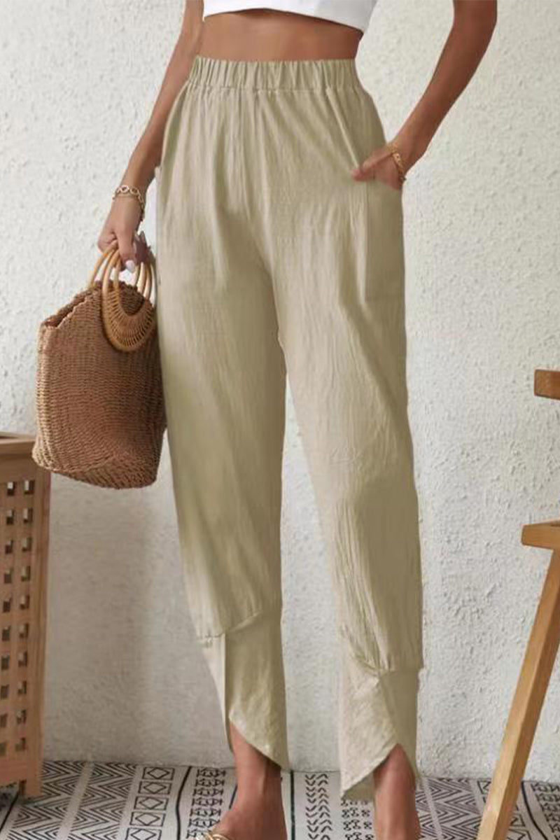 Casual plain pocket loose high-waisted Harlan plain color shorts (4 colors)