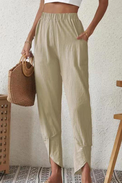 Casual plain pocket loose high-waisted Harlan plain color shorts (4 colors)