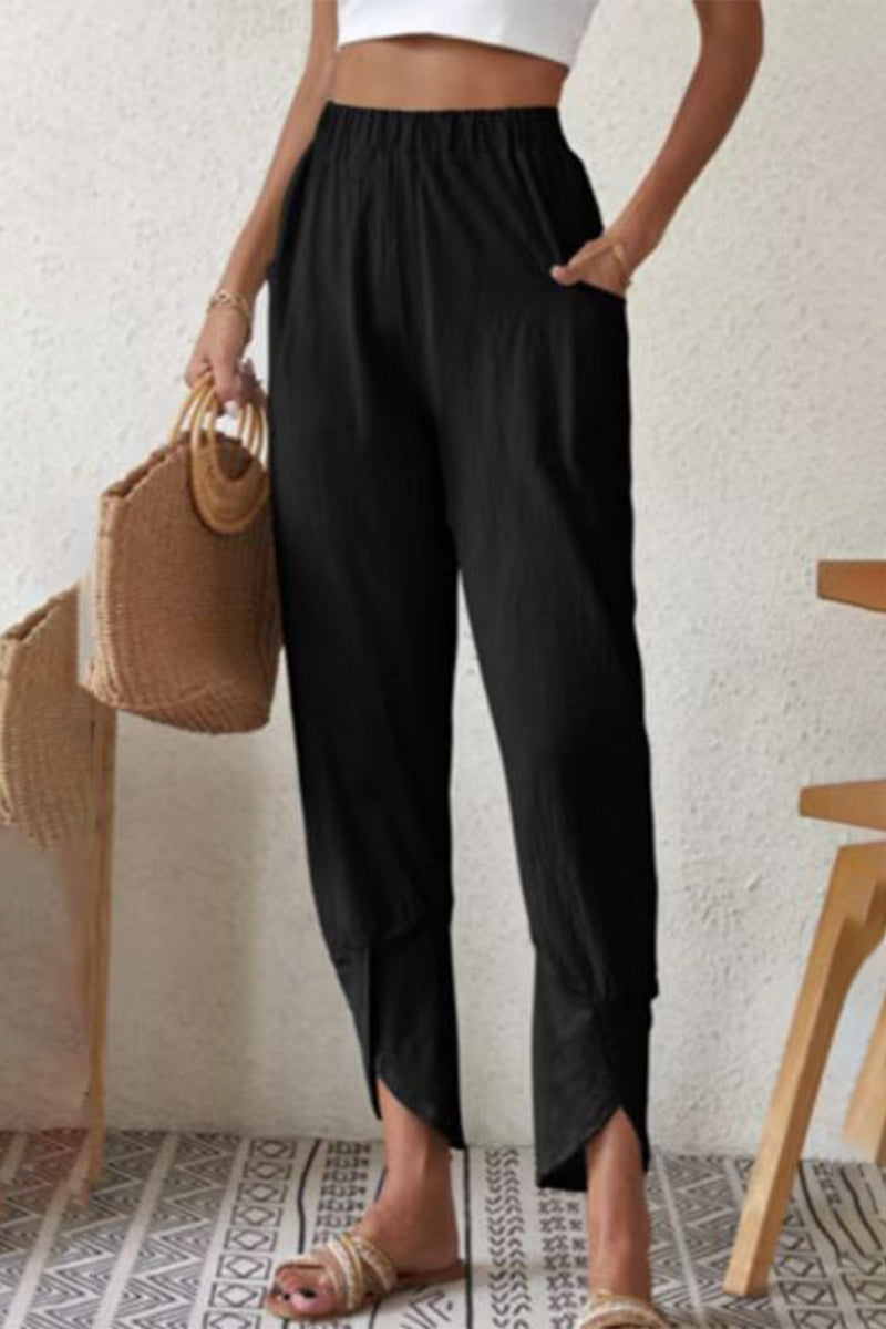 Casual plain pocket loose high-waisted Harlan plain color shorts (4 colors)