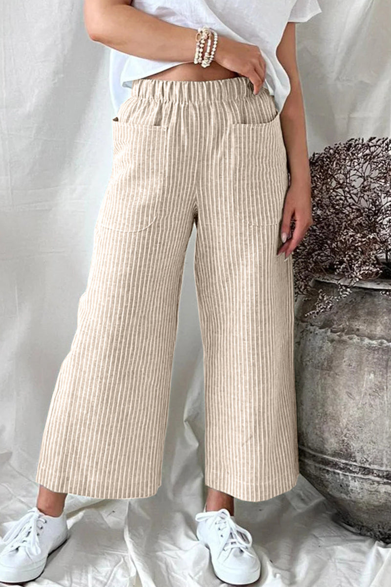 Casual solid pocket Loose straight pants (5 colors)