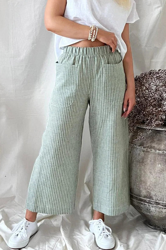 Casual solid pocket Loose straight pants (5 colors)