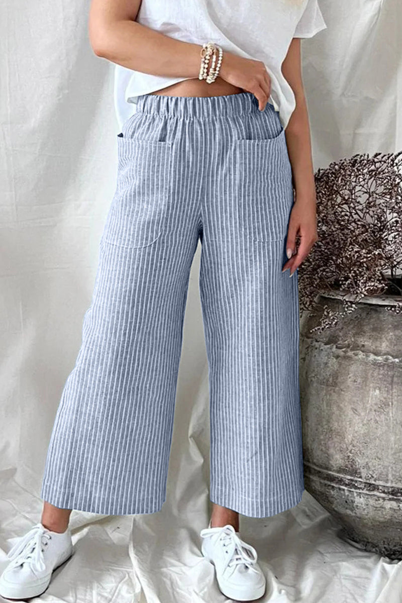 Casual solid pocket Loose straight pants (5 colors)