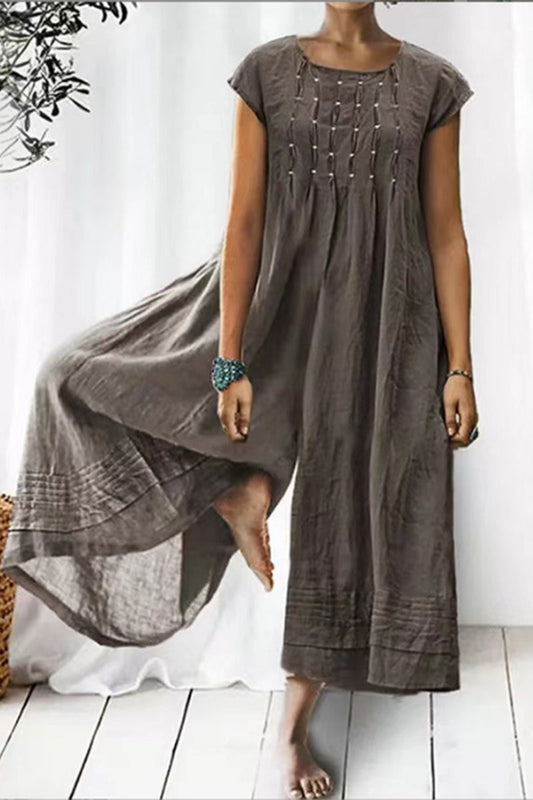 Casual simplicity chunky loose fit O-neck jumpsuits (6 colours)