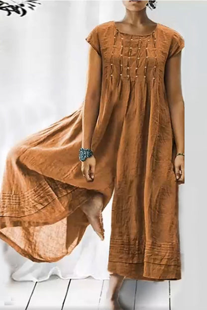 Casual simplicity chunky loose fit O-neck jumpsuits (6 colours)