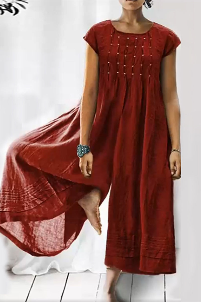 Casual simplicity chunky loose fit O-neck jumpsuits (6 colours)