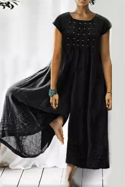 Casual simplicity chunky loose fit O-neck jumpsuits (6 colours)