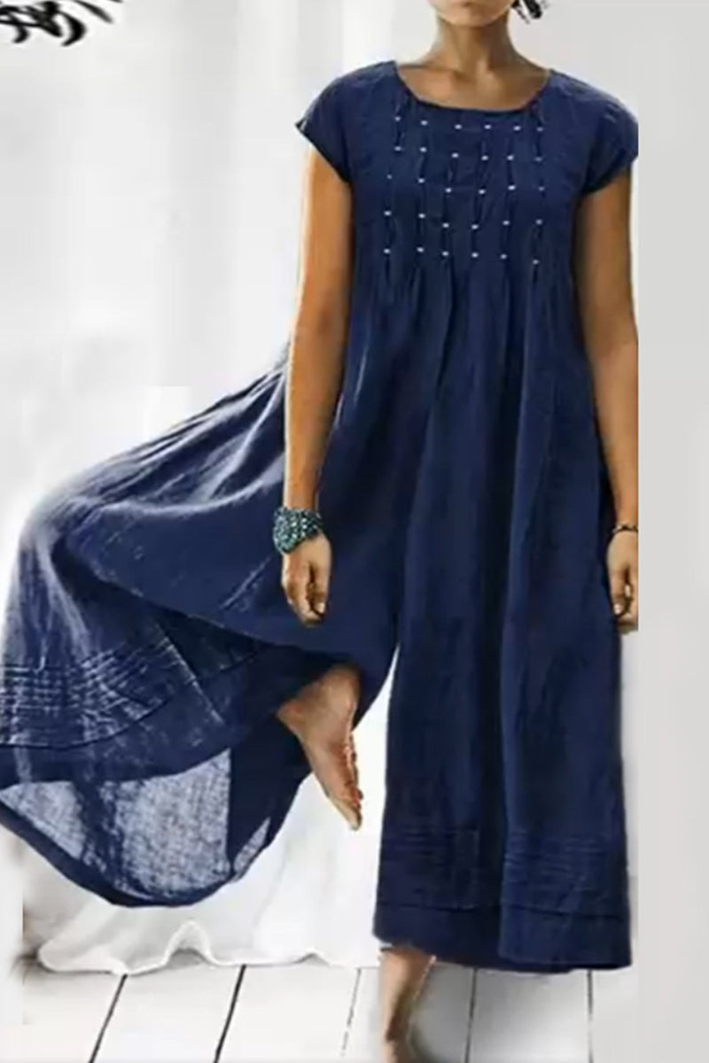 Casual simplicity chunky loose fit O-neck jumpsuits (6 colours)