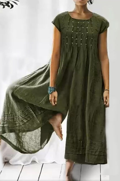 Casual simplicity chunky loose fit O-neck jumpsuits (6 colours)