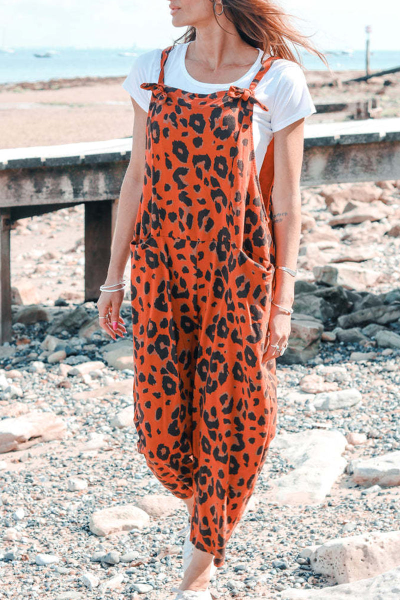 LD Casual College Leopard Patchwork Loose Jumpsuits (5 colors)
