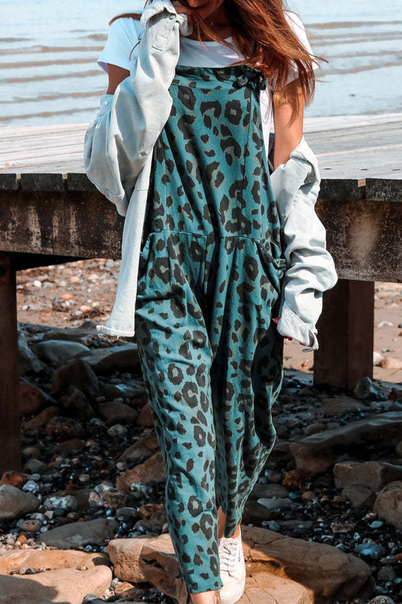 LD Casual College Leopard Patchwork Loose Jumpsuits (5 colors)