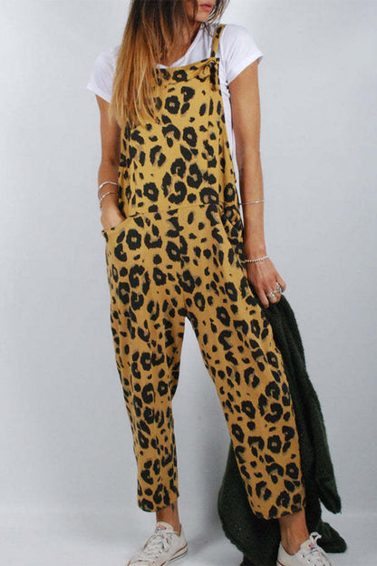LD Casual College Leopard Patchwork Loose Jumpsuits (5 colors)
