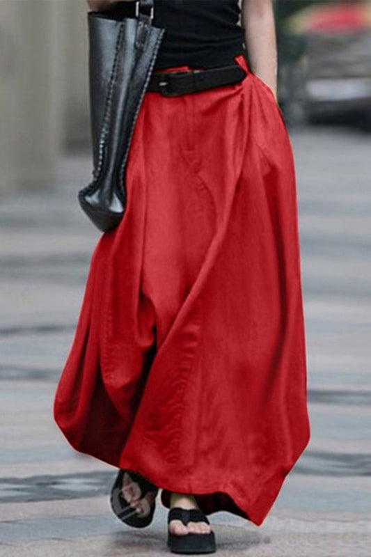 Casual Simplicity Solid Beltless Loose High Waist Type A Solid Color Pants (5 colors)