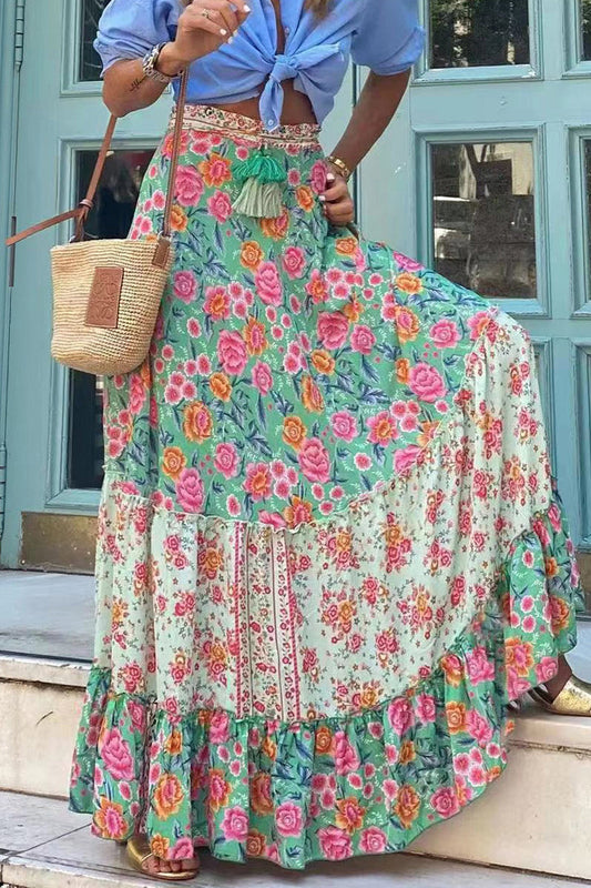 LD Holiday Floral Patchwork Loose High Waist Type A Fully Printed Pants