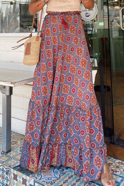 Casual Street Floral Strand Self Lace Loose High Waist Type A Fully Printed Pants