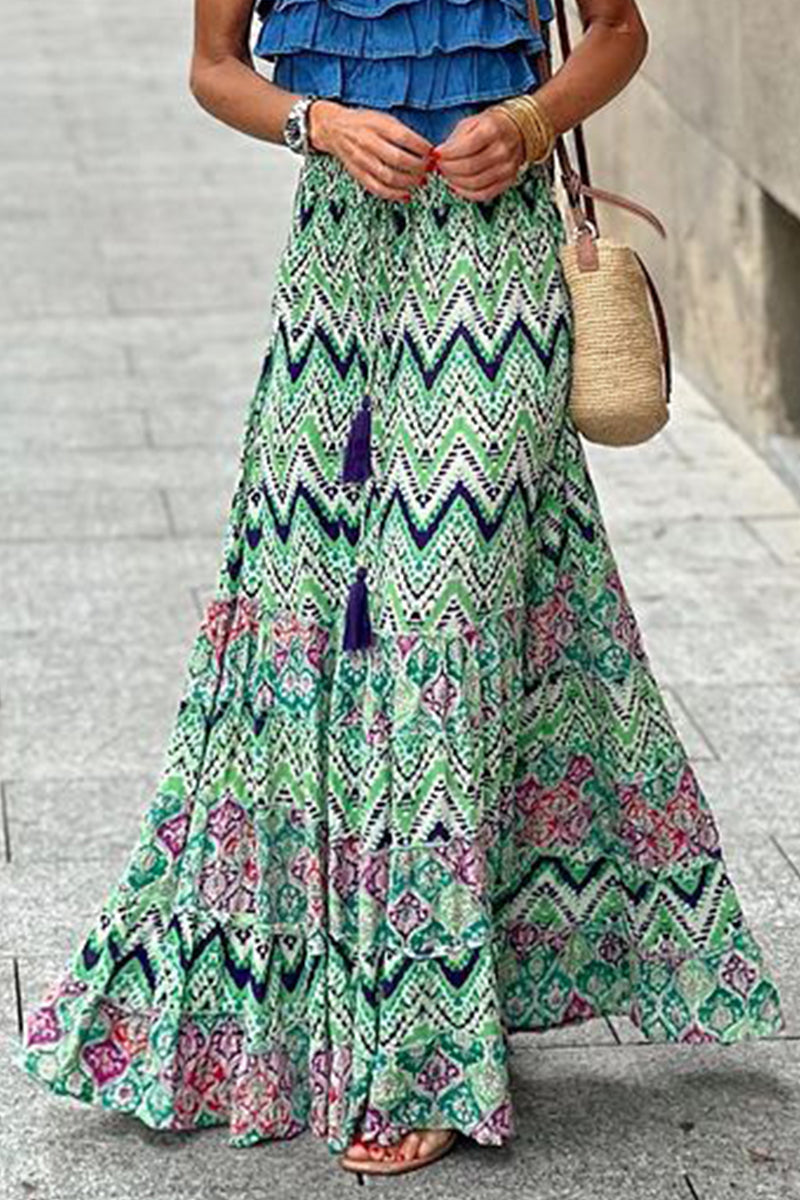 Casual Street Floral Strand Self Lace Loose High Waist Type A Fully Printed Pants