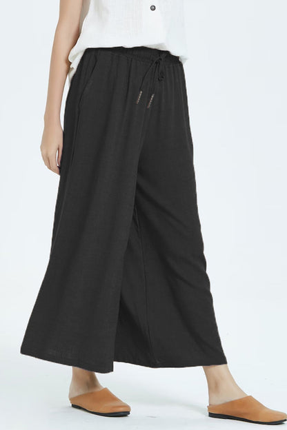 LD Casual simplicity solid make old loose high waist wide leg plain color shorts (8 colors)