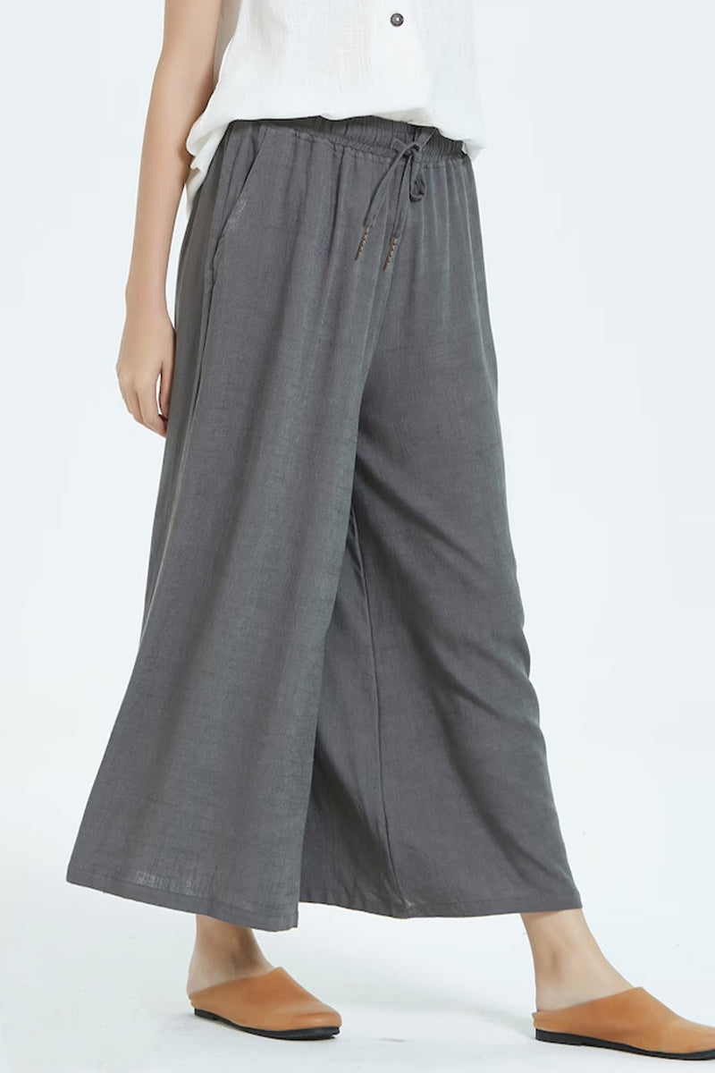 LD Casual simplicity solid make old loose high waist wide leg plain color shorts (8 colors)