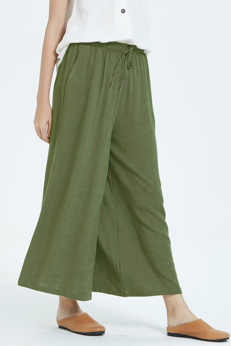 LD Casual simplicity solid make old loose high waist wide leg plain color shorts (8 colors)