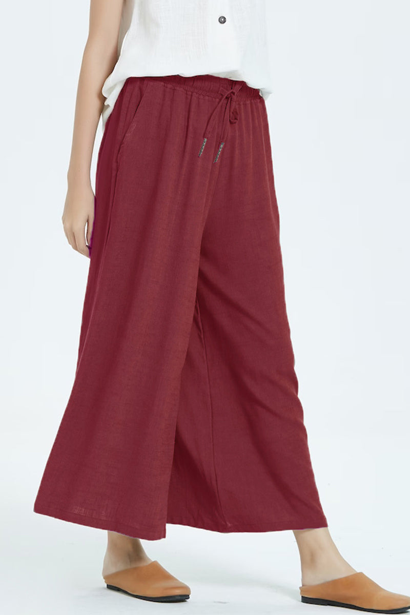 LD Casual simplicity solid make old loose high waist wide leg plain color shorts (8 colors)