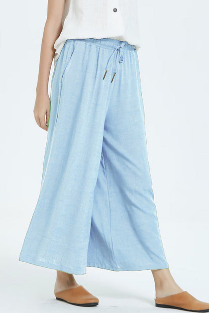 LD Casual simplicity solid make old loose high waist wide leg plain color shorts (8 colors)