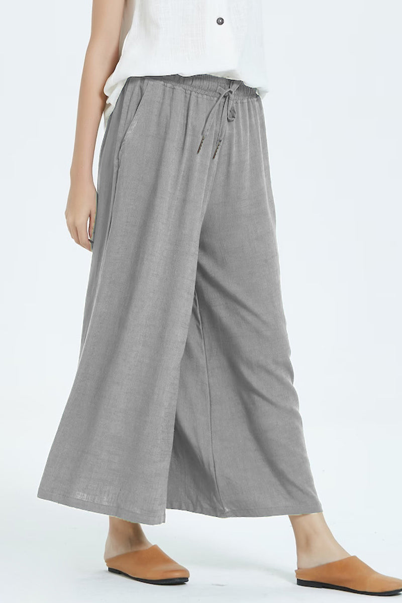 LD Casual simplicity solid make old loose high waist wide leg plain color shorts (8 colors)